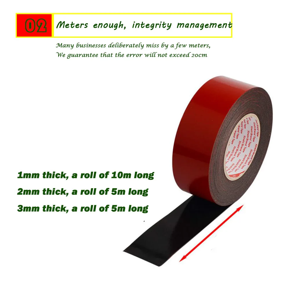 1 PC 1mm-2mm-3mm 두께 강력한 양면 접착 폼 테이프 10mm-50mm 장착 고정 패드 끈적임
