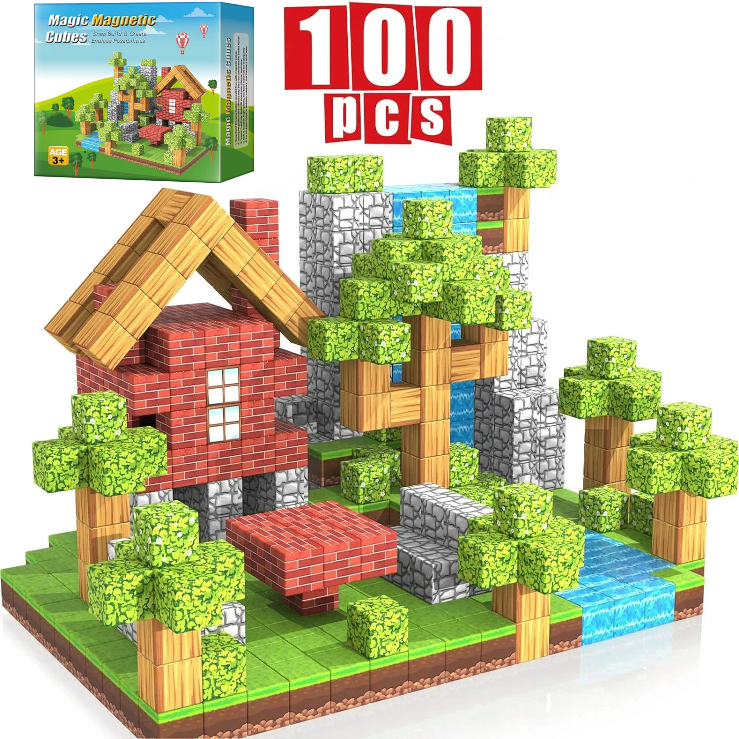 100pcs 자기 블록 장난감 빌드 자석 세트 소년 소녀 줄기 몬테소리 감각 큐브 유아 선물 title=100pcs 자기 블록 장난감 빌드 자석 세트 소년 소녀 줄기 몬테소리 감각 큐브 유아 선물 