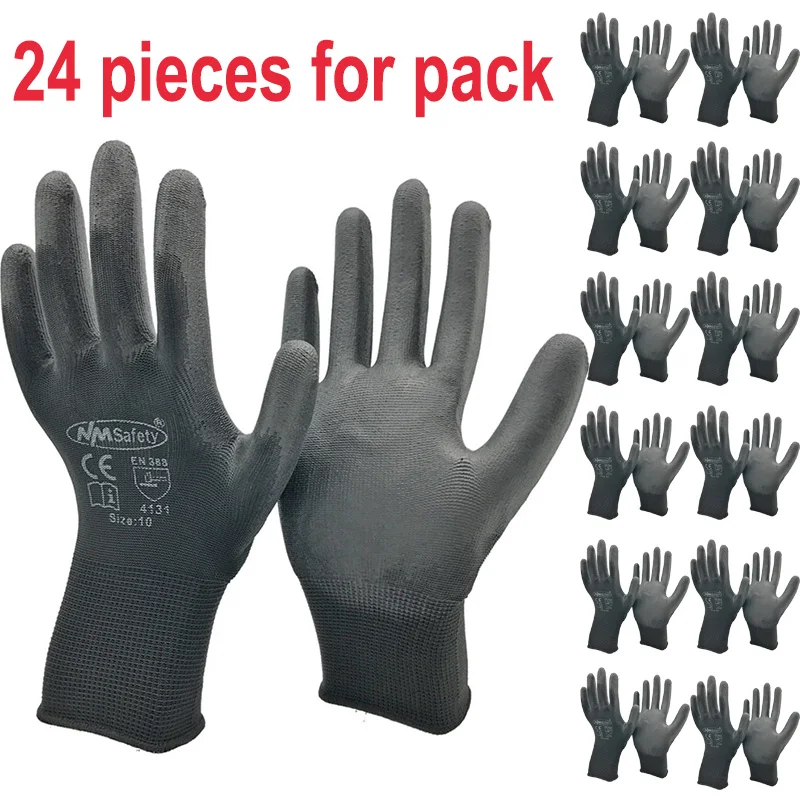 24Pieces/12 쌍 안전 작업 장갑 검정 Pu 나일론 면 장갑 산업용 보호 작업 장갑 NMSafety 브랜드 공급 업체 title=24Pieces/12 쌍 안전 작업 장갑 검정 Pu 나일론 면 장갑 산업용 보호 작업 장갑 NMSafety 브랜드 공급 업체 