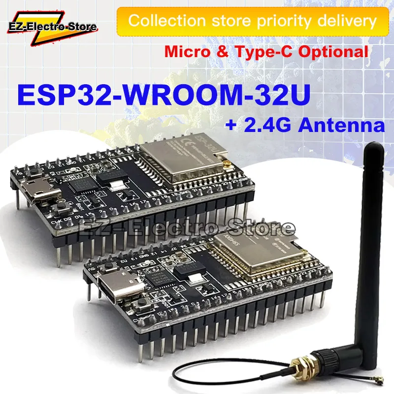 ESP32 DevKitC WIFI+블루투스 개발 보드 WROVER 및 WIFI 모듈(2.4G 안테나 포함) 옵션 ESP32-WROOM-32U 개발 보드 title=ESP32 DevKitC WIFI+블루투스 개발 보드 WROVER 및 WIFI 모듈(2.4G 안테나 포함) 옵션 ESP32-WROOM-32U 개발 보드 