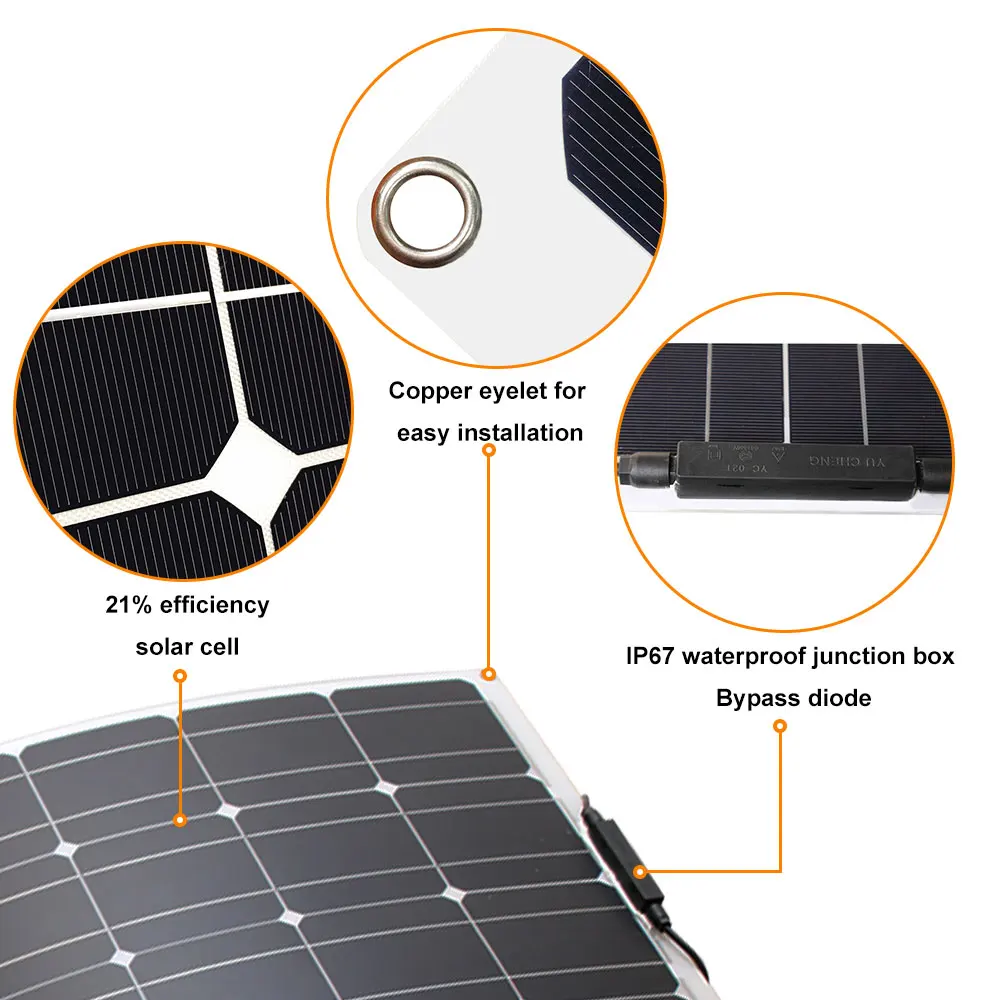 태양 전지 패널 키트 및 300w 200w 100w 유연한 태양 전지 패널 12v 24v 고효율 배터리 충전기 모듈