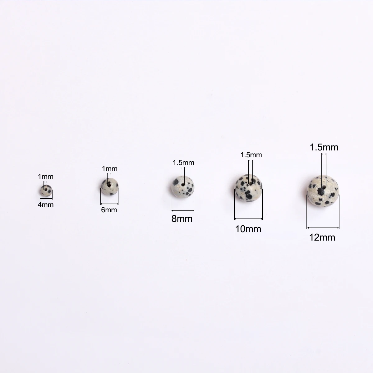 40-15 개/가방 4mm/6mm/8mm/10mm/12mm 천연 석재 라운드 느슨한 달마시안 재스퍼 비즈 쥬얼리 만들기 DIY 팔찌