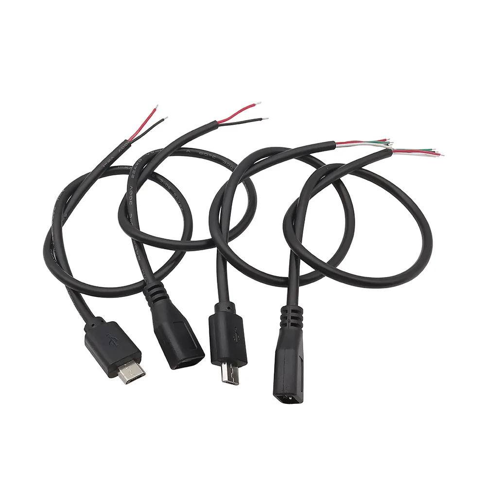 1Pcs 2Pin 4Pin 마이크로 USB/유형 C 충전기 커넥터 USB 2.0 유형 A 남성 여성 전원 공급 장치 연장 케이블 와이어 DIY 데이터 라인