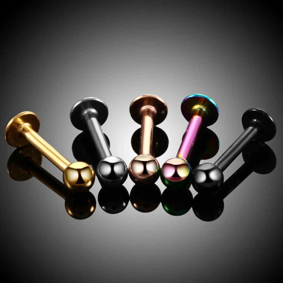 10 개/몫 스틸 16G Tragus 헬릭스 바 3mm 볼 Labret 립 바 링 스터드 연골 귀 피어싱 여성 남성을위한 바디 쥬얼리