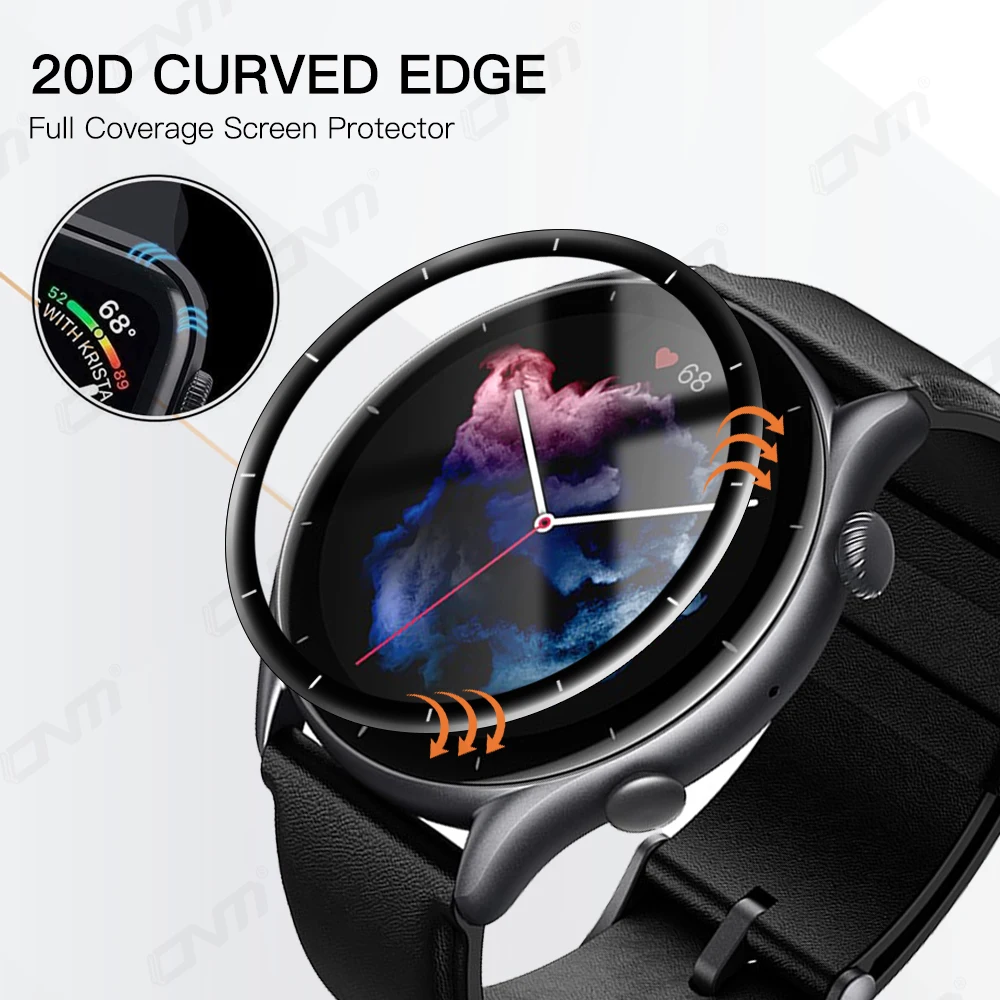 Amazfit GTR 3 Pro 2 2E GTR3 GTR2 풀 커버리지, 유연한 소프트 보호 필름 액세서리, 유리 아님, 20D 스크린 보호대