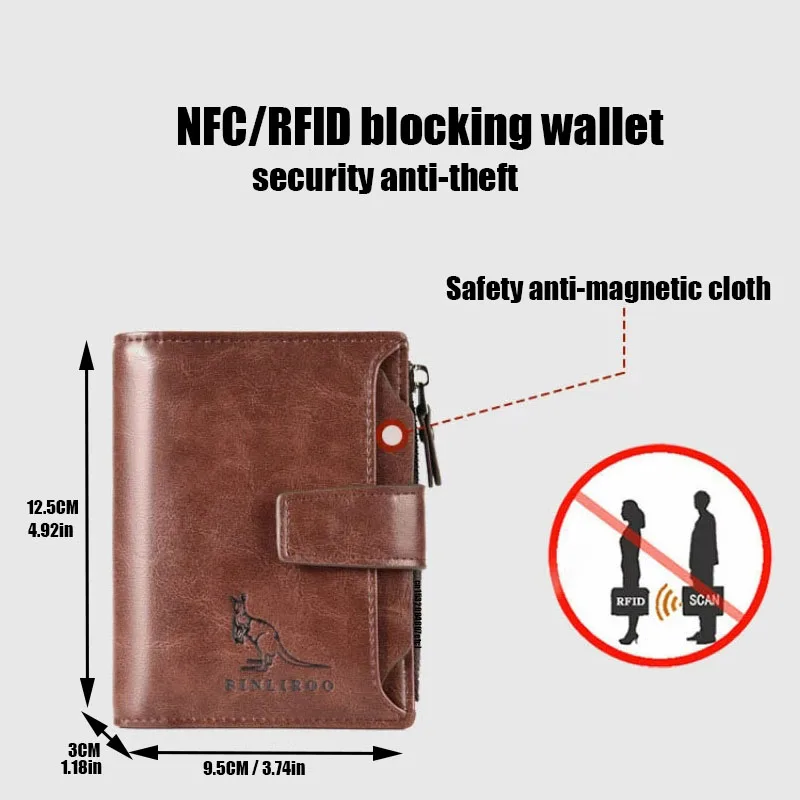 가죽 남성용 지갑 남성용 고급 짧은 RFID 카드 홀더 지퍼 동전 지갑 휴대용 남성용 지갑 Billfold
