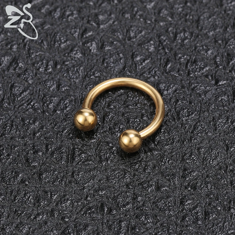 ZS 1 PC 316L 스테인레스 스틸 코 링 14G 16G 코 피어싱 헬릭스 귀 피어싱 여성 남성 Septum 링 바디 피어 싱 쥬얼리