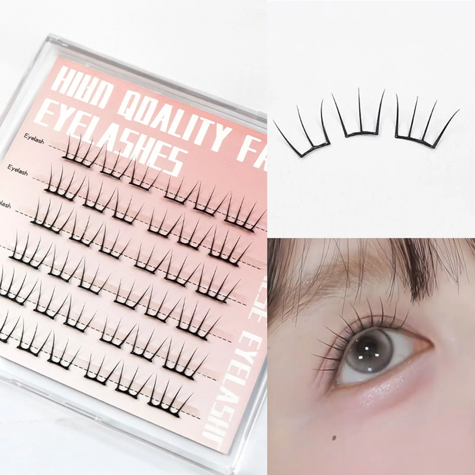 자기 접착제 DIY 속눈썹 접착제 필요 없음 재사용 가능한 하단 속눈썹 5D 푹신한 클러스터 속눈썹 한국어 DIY 만화 속눈썹 확장 집에서