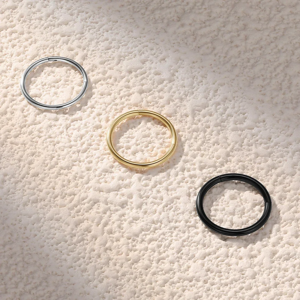 1/4Pairs 남성용 6/8/10/12mm 316L 스테인레스 스틸 코 링 여성용 골드 컬러 후프 귀걸이 Septum Tragus 피어싱 쥬얼리