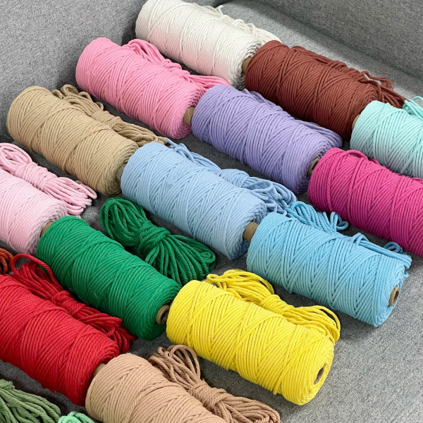3mm 코 튼 Macrame 코드 로프 컬러 코 튼 스레드 Macrame 재료 DIY 공예 크로 셰 뜨개질 문자열 크리스마스 웨딩 홈 장식
