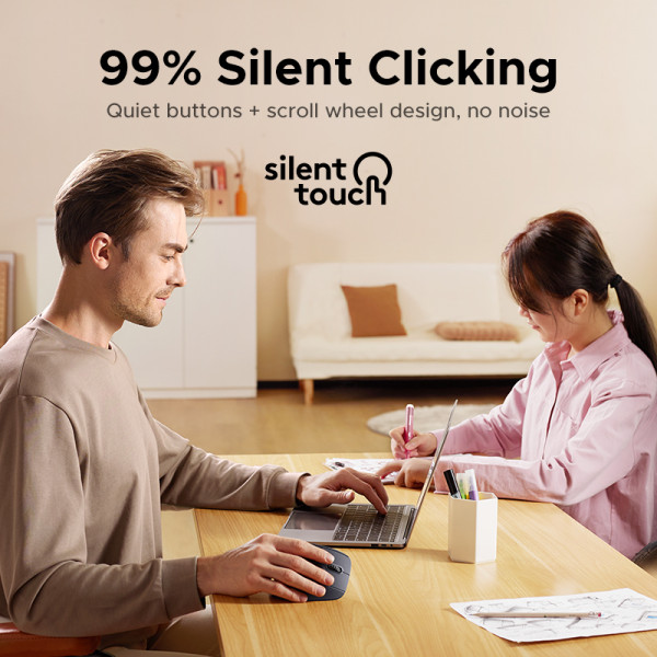 UGREEN 맥북 태블릿 노트북용 수직 무선 마우스, 인체 공학적 4000DPI 6 음소거 버튼, 컴퓨터 PC 마우스, 블랙 핑크, 2.4G