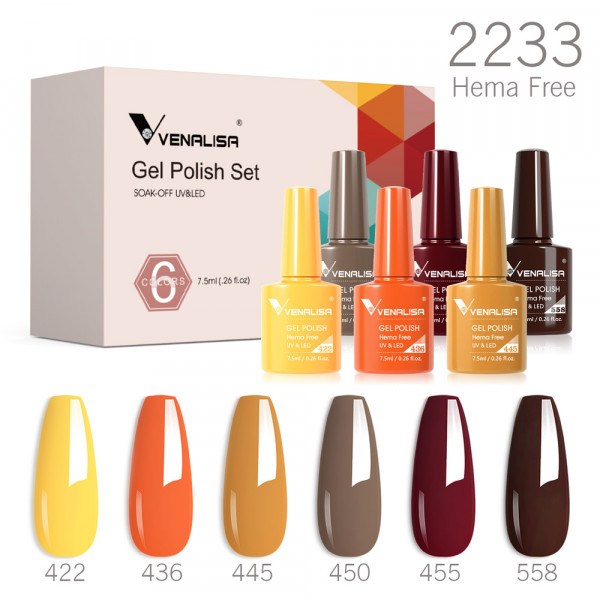Venalisa 네일 젤 광택제 키트, HEMA 프리 누드 핑크 컬러 컬렉션, 셀프 레벨링, 풀 커버리지 네일 매니큐어 세트, 6 개 키트