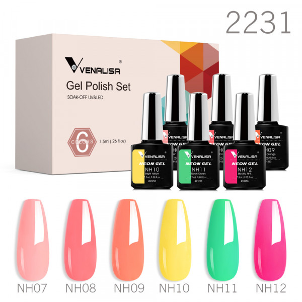 Venalisa 네일 젤 광택제 키트, HEMA 프리 누드 핑크 컬러 컬렉션, 셀프 레벨링, 풀 커버리지 네일 매니큐어 세트, 6 개 키트