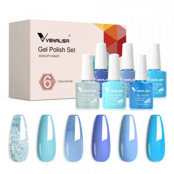 Venalisa 네일 젤 광택제 키트, HEMA 프리 누드 핑크 컬러 컬렉션, 셀프 레벨링, 풀 커버리지 네일 매니큐어 세트, 6 개 키트