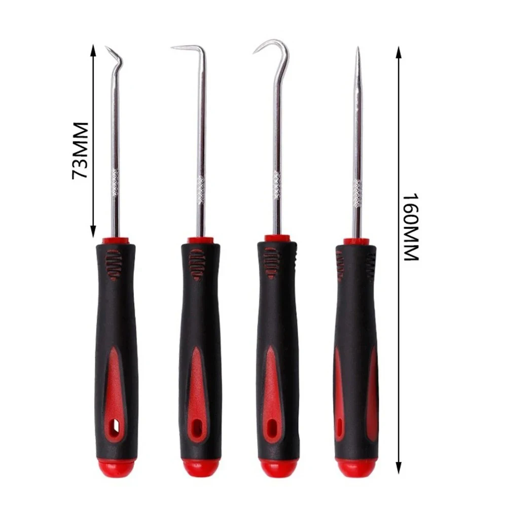 4pcs 160mm 자동 자동차 오일 씰 스크류 드라이버 세트 호스 제거 후크 세트 O-링 씰 가스켓 풀러 리무버 선택 후크 수리 도구