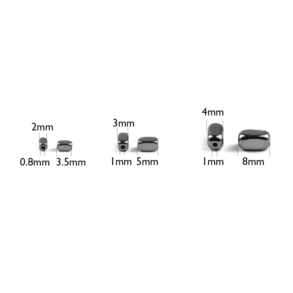 WLYeeS 필렛 직사각형 자연 검은 적철광 스톤 비즈 DIY 쥬얼리에 대한 사각형 느슨한 스페이서 비즈 목걸이 팔찌 만들기
