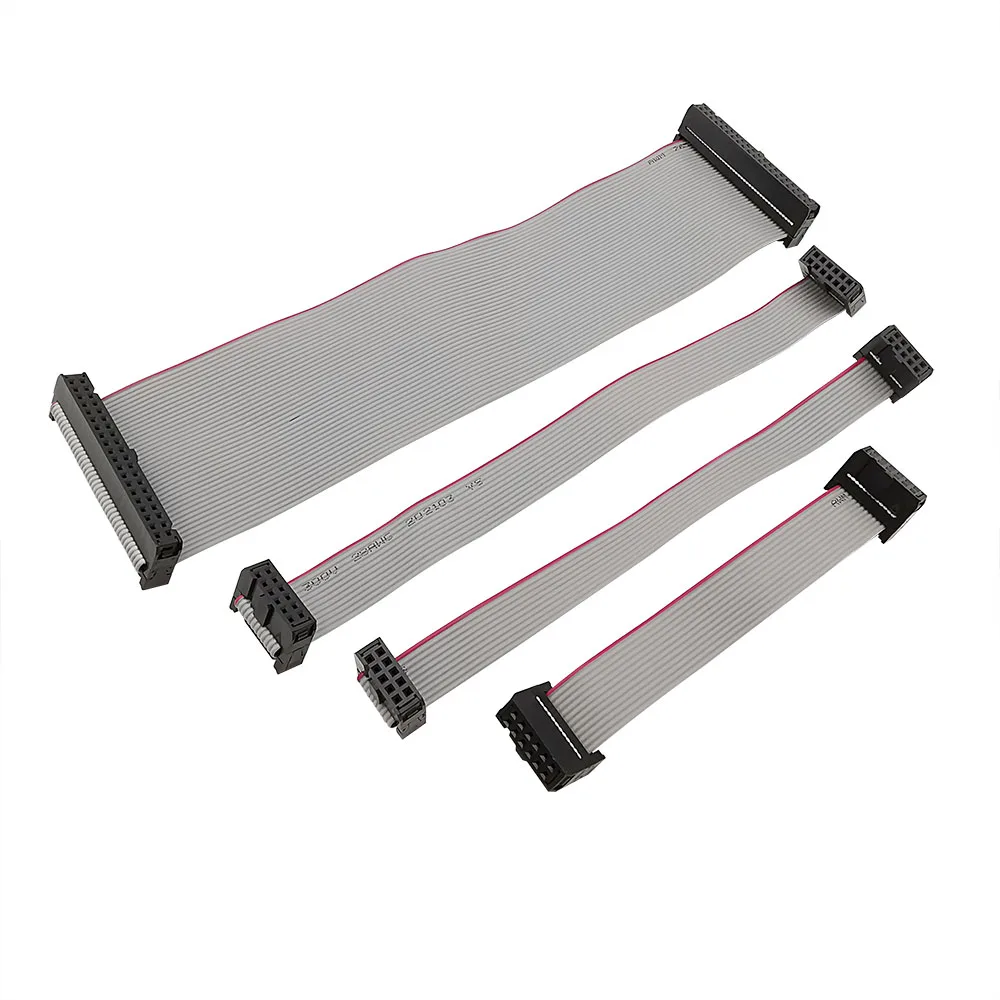 1Pcs 2.54mm 피치 JTAG ISP 회색 플랫 리본 데이터 케이블 FC-6/8/10/12/14/16/18/20/24/26/30/34/40/50 핀 DC3 F/F IDC 박스 헤더