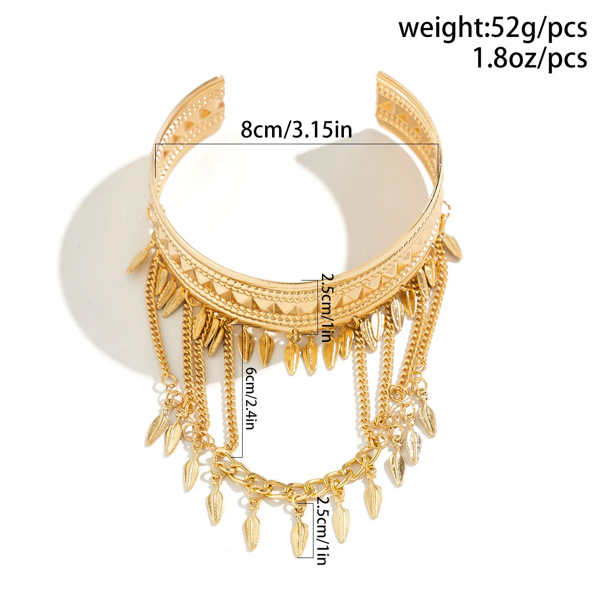 새로운 트렌디 한 황금 금속 동전 잎 체인 술 어퍼 팔 팔찌 커프 팔찌 Armlet 완장 남성 여성 쥬얼리 액세서리