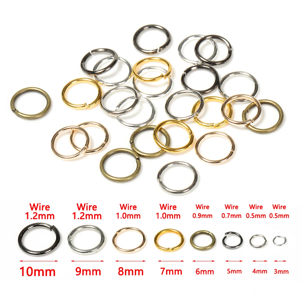 200 개/몫 디아 4-10mm 도매 Gunblack/골동품 청동/골드/실버/로듐 점프 반지 보석 만들기 결과 DIY 액세서리