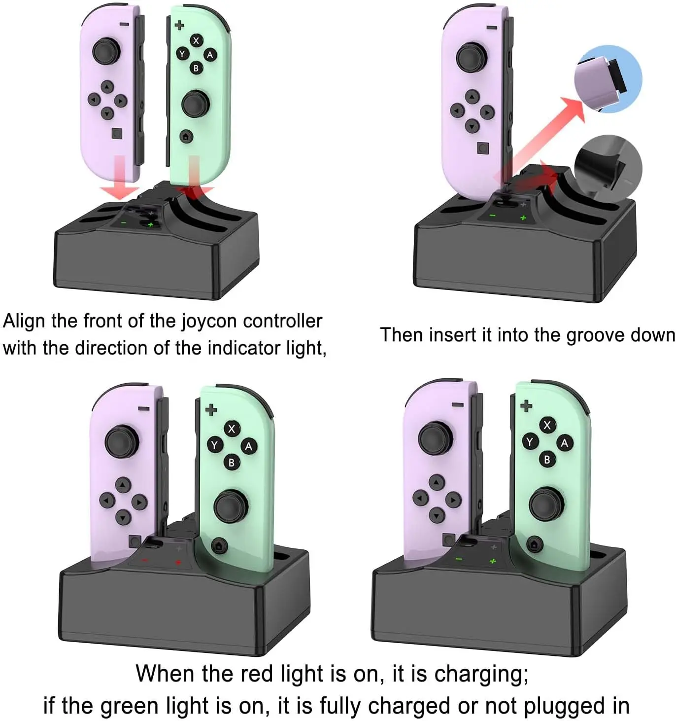 스위치/스위치 2용 충전 스테이션 Joy Con 컨트롤러 충전 도크 4in1 Nintendo Switch Joy Con/2 충전기 게임 액세서리