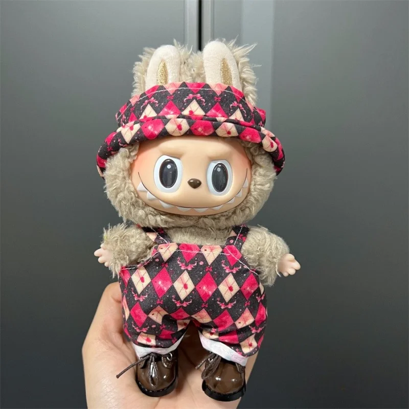 17cm Labubu를위한 귀여운 미니 봉제 인형 옷 다양한 종류의 작업복 의류 액세서리