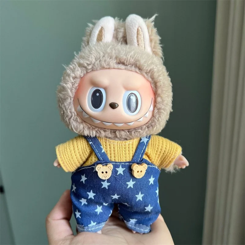17cm Labubu를위한 귀여운 미니 봉제 인형 옷 다양한 종류의 작업복 의류 액세서리