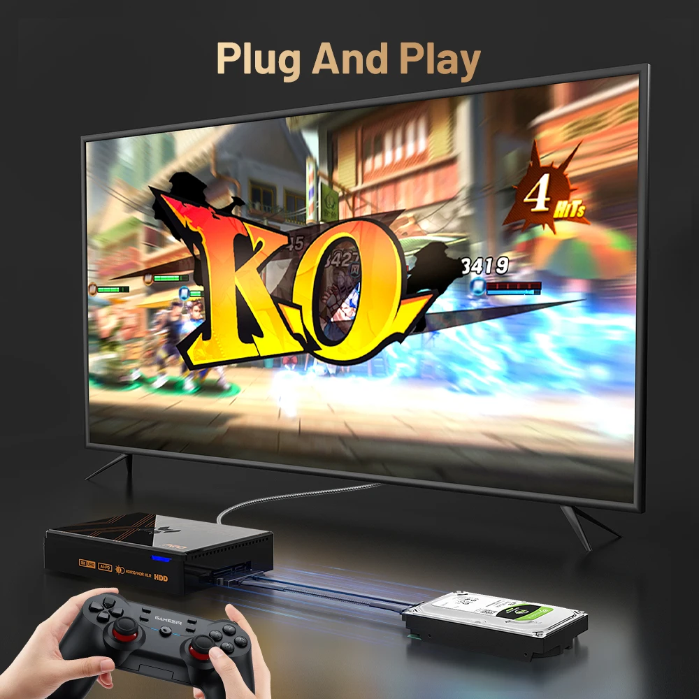 Kinhank 슈퍼 콘솔 X5 PRO 레트로 비디오 게임 콘솔 RK3588 8GDDR4, 4T HDD 16000+ 게임 플러그 앤 플레이, PS2/PS1/SS/DC/N64