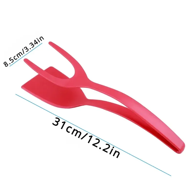 2 in 1 나일론 그립 플립 집게, 계란 주걱 및 스테이크 터너 클램프 팬케이크 프라이드 터너 주방 요리 액세서리