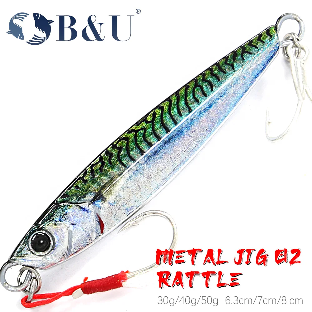 B&U 래틀 지그 바다 낚시는 금속 지그 40g 60g 80g 긴 캐스팅 루어 후크 스푼 낚시 태클로 인공 미끼를 회전합니다 title=B&U 래틀 지그 바다 낚시는 금속 지그 40g 60g 80g 긴 캐스팅 루어 후크 스푼 낚시 태클로 인공 미끼를 회전합니다 