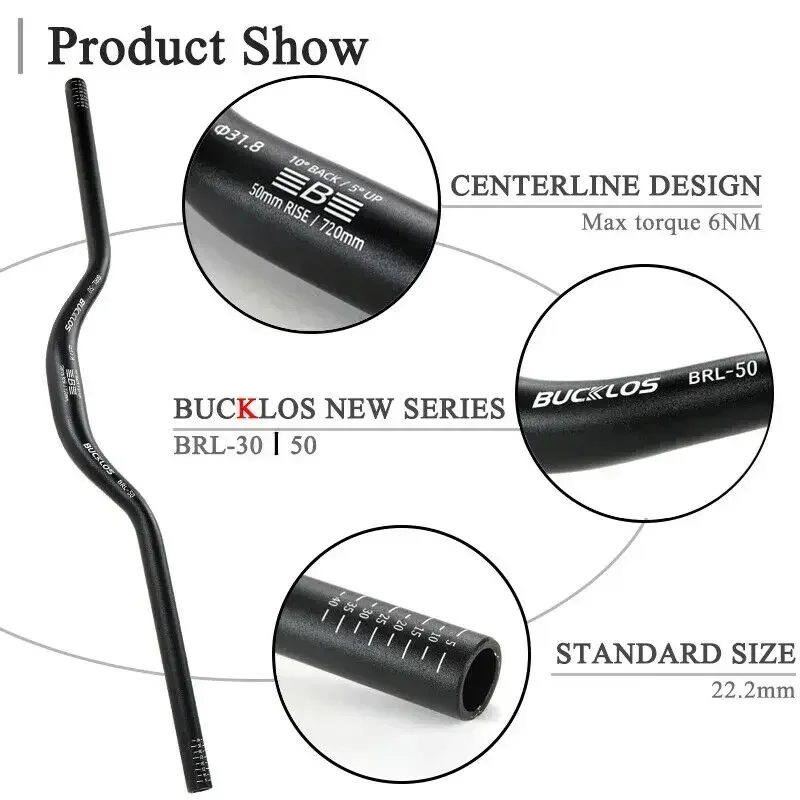 BUCKLOS 산악 자전거 핸들 바 31.8mm 25.4mm 자전거 라이저 바 620/660/720/780mm 알루미늄 합금 MTB 핸들 바 사이클링 부품