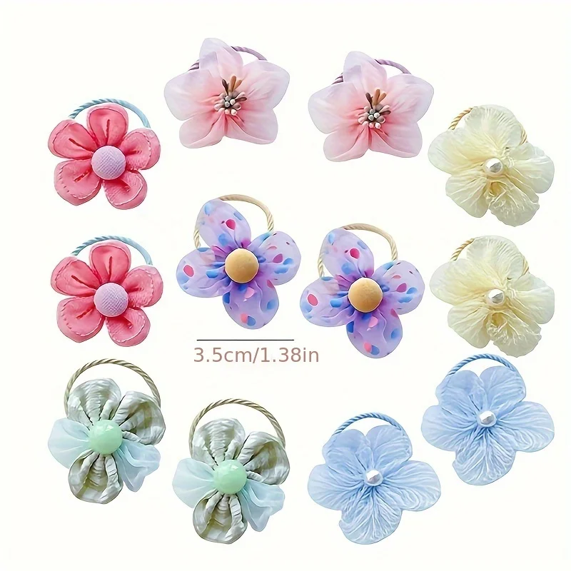 10Pcs 좋은 탄력, 아기 넥타이 머리띠, 공주 모자를 쓰고 있죠, 귀여운 소녀 탄성 밴드와 어린이 메쉬 꽃 머리 루프