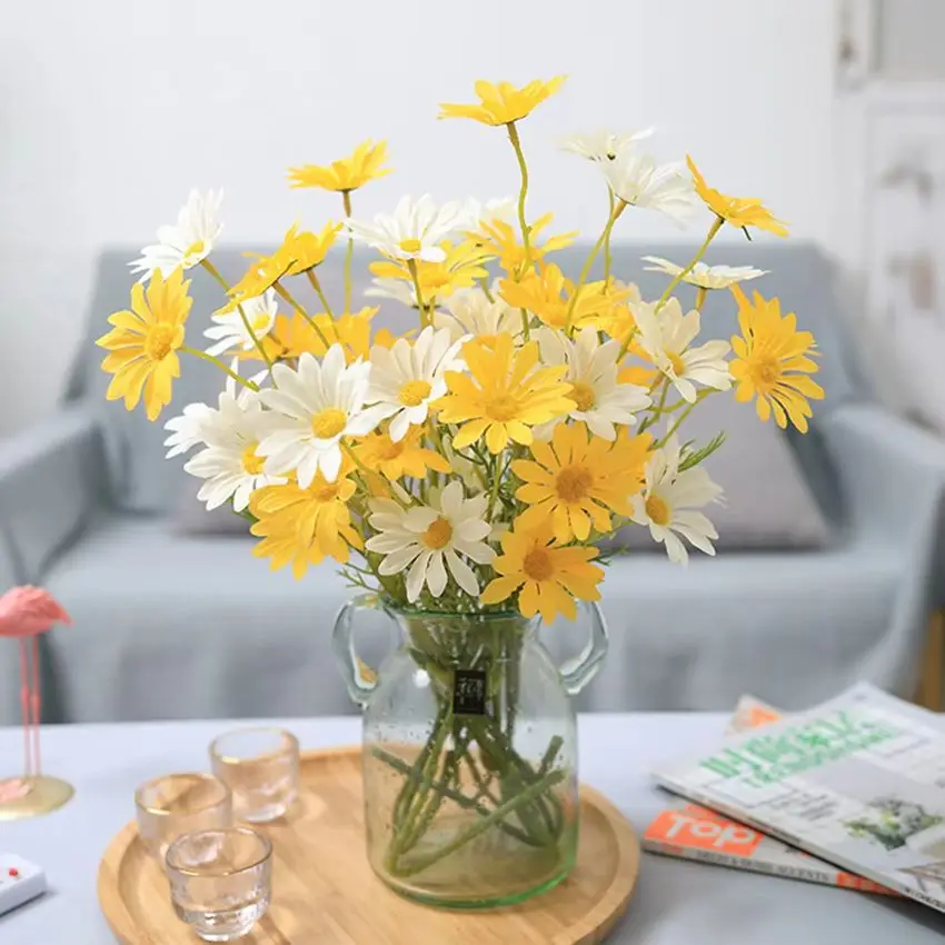 인공 꽃 실크 데이지 저렴한 신부 부케 축제 홈 웨딩 가든 테이블 데코라티 DIY 선물 무대 공장 액세서리