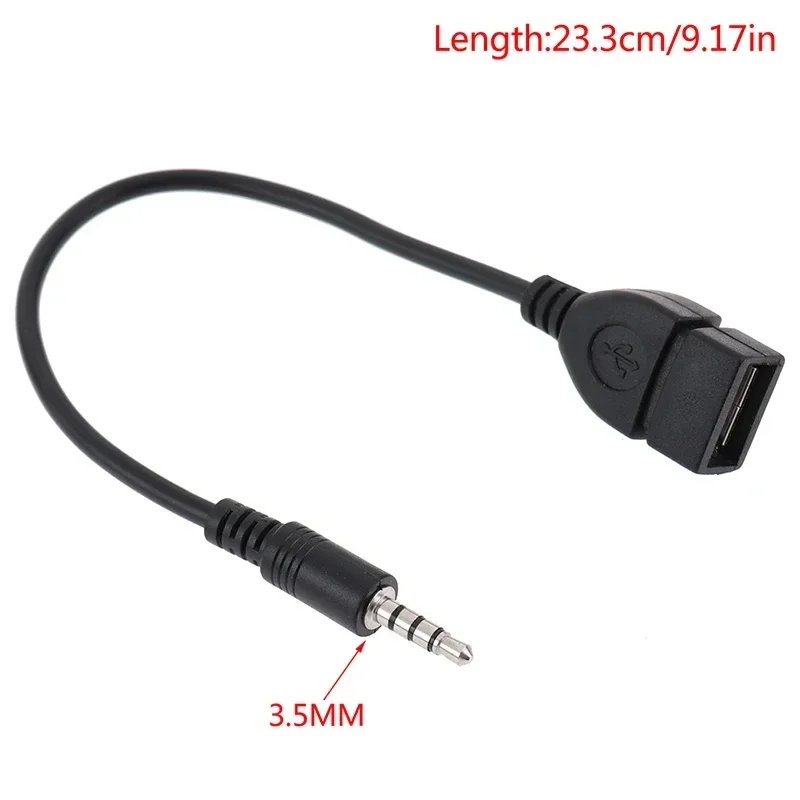 자동차 오디오 케이블 OTG 여성 어댑터 Aux USB MP3 재생 디코더 재생 USB 플래시 드라이브 음악 3.5MM OTG 어댑터 케이블