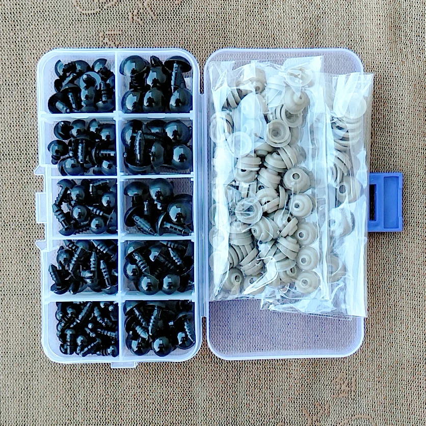 100pcs 장난감 인형 공예에 대 한 6-12mm 검은 플라스틱 안전 눈 테디 베어 인형 부드러운 장난감 동물 Amigurumi 액세서리 만들기