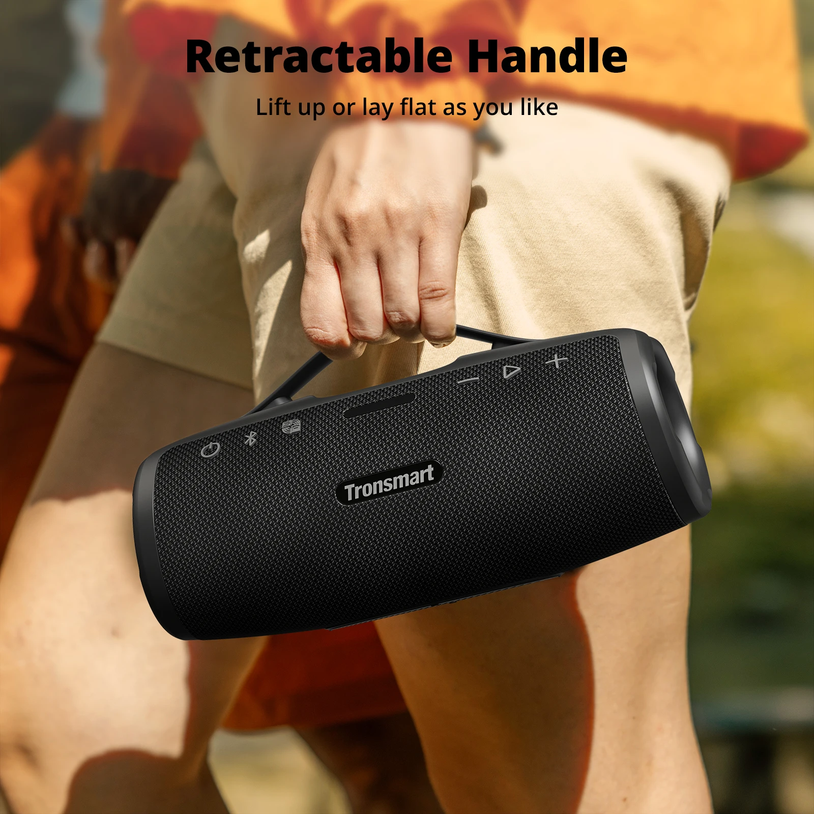 Tronsmart Mirtune S100 스피커 50W 블루투스 스피커, IPX7 방수, 앱 제어, 내장 파워뱅크 및 접이식 핸들