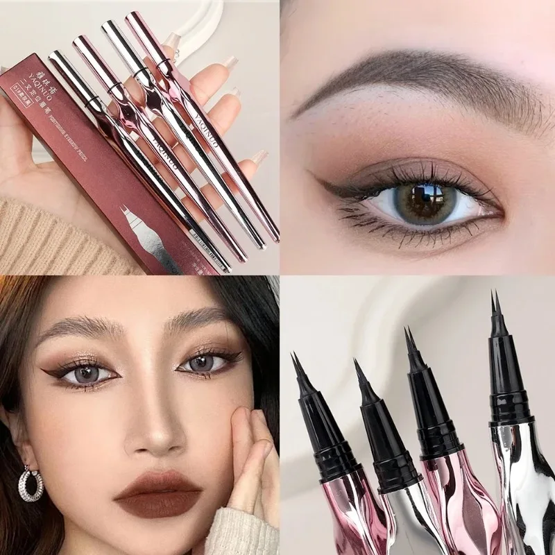 2포인트 아이브로우 펜슬, 오래 지속되고 쉽게 잡아주는 눈썹 타투, 방수, 얇은 리퀴드, 눕혀서 사용하는 실크웜 브로우 펜, 한국 메이크업 신제품