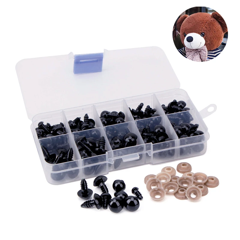 100pcs 장난감 인형 공예에 대 한 6-12mm 검은 플라스틱 안전 눈 테디 베어 인형 부드러운 장난감 동물 Amigurumi 액세서리 만들기 title=100pcs 장난감 인형 공예에 대 한 6-12mm 검은 플라스틱 안전 눈 테디 베어 인형 부드러운 장난감 동물 Amigurumi 액세서리 만들기 