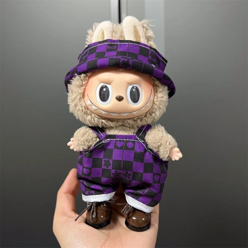 17cm Labubu를위한 귀여운 미니 봉제 인형 옷 다양한 종류의 작업복 의류 액세서리