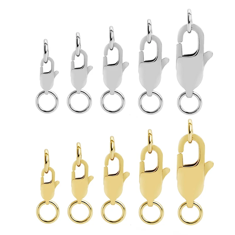 10pcs 316 스테인레스 스틸 직사각형 랍스터 걸쇠 점프 링 후크 커넥터 팔찌 목걸이 체인 쥬얼리 만들기 title=10pcs 316 스테인레스 스틸 직사각형 랍스터 걸쇠 점프 링 후크 커넥터 팔찌 목걸이 체인 쥬얼리 만들기 