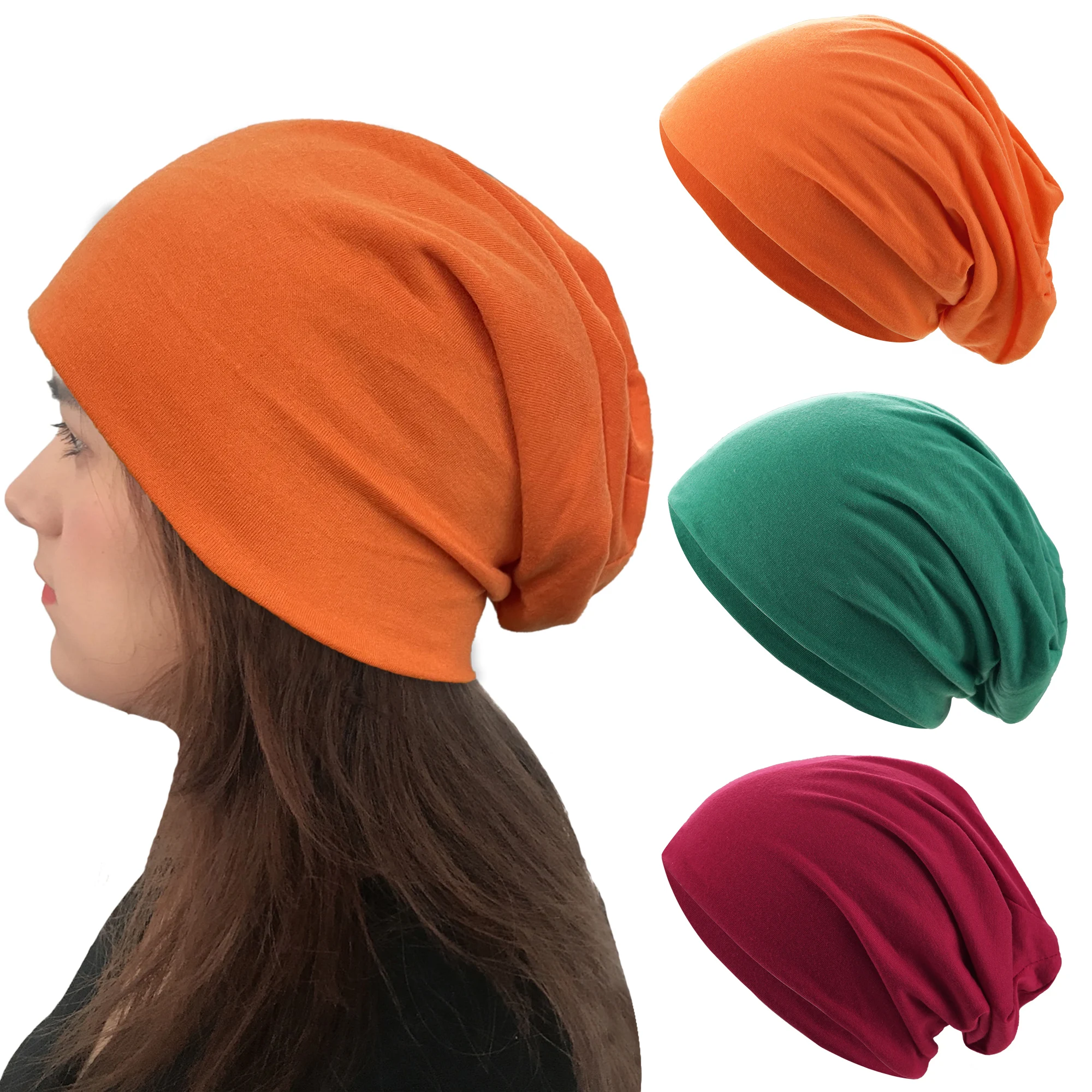1 팩 솔리드 컬러 남여 남성 여성 Slouchy Beanie 힙합 부드러운 코튼 캡 경량 러닝 비니 성인 드워프 모자