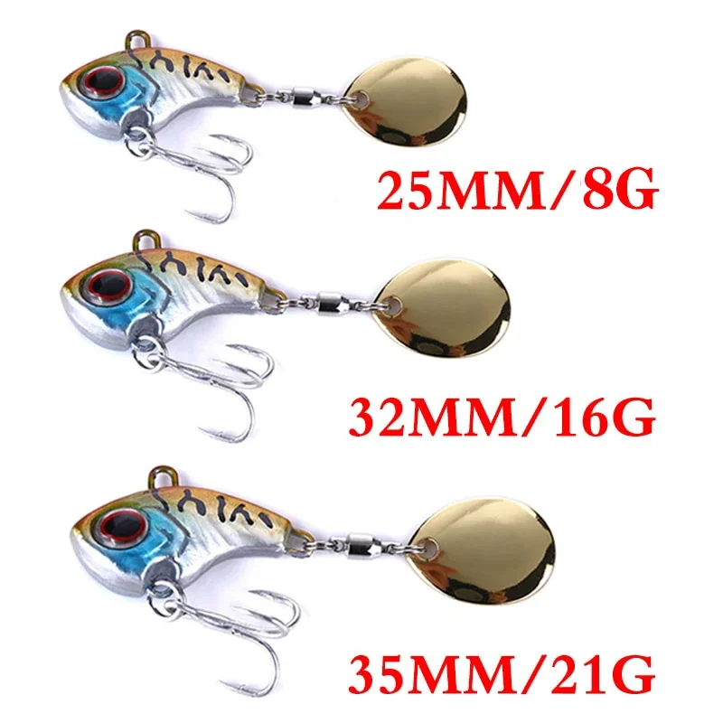 1Pcs 회전 금속 VIB 진동 미끼 스피너 스푼 낚시 미끼 8g/16g/21g 지그 송어 워블러 낚시 하드 미끼 태클 Pesca