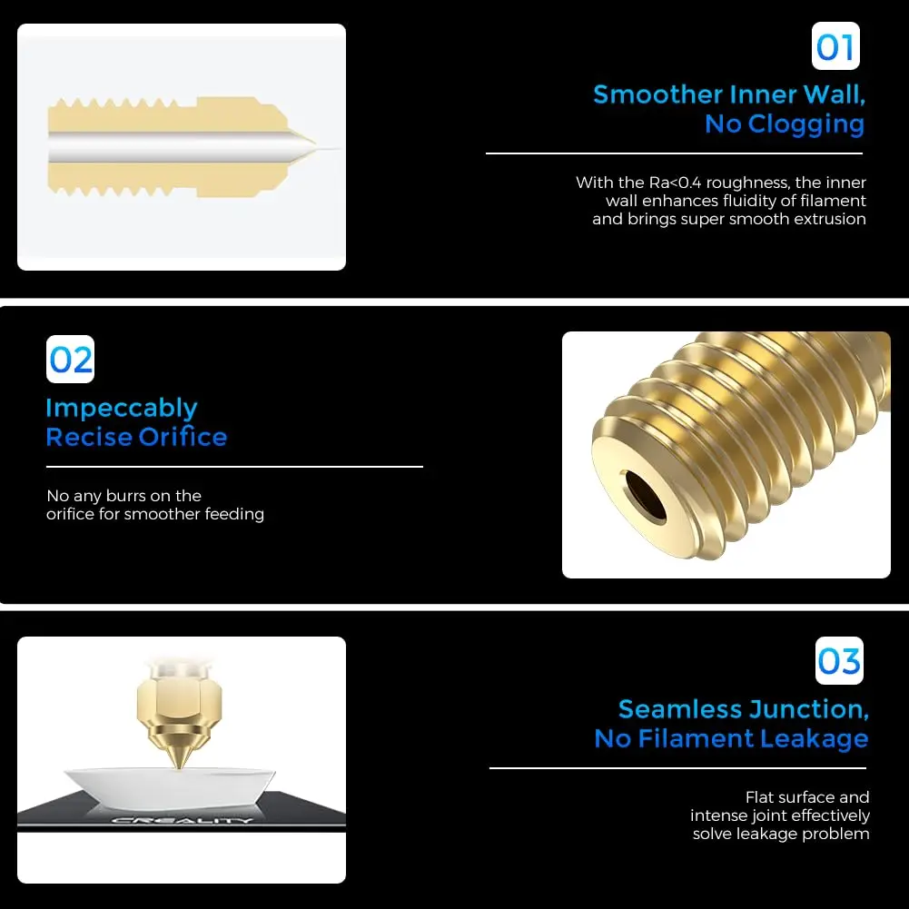 Creality Ender 3 V3 SE 공식 노즐 0.4mm 5개 고속 황동 노즐 M6 핫엔드 압출기 노즐 (Ender 5 S1/Ender 7 3D용)