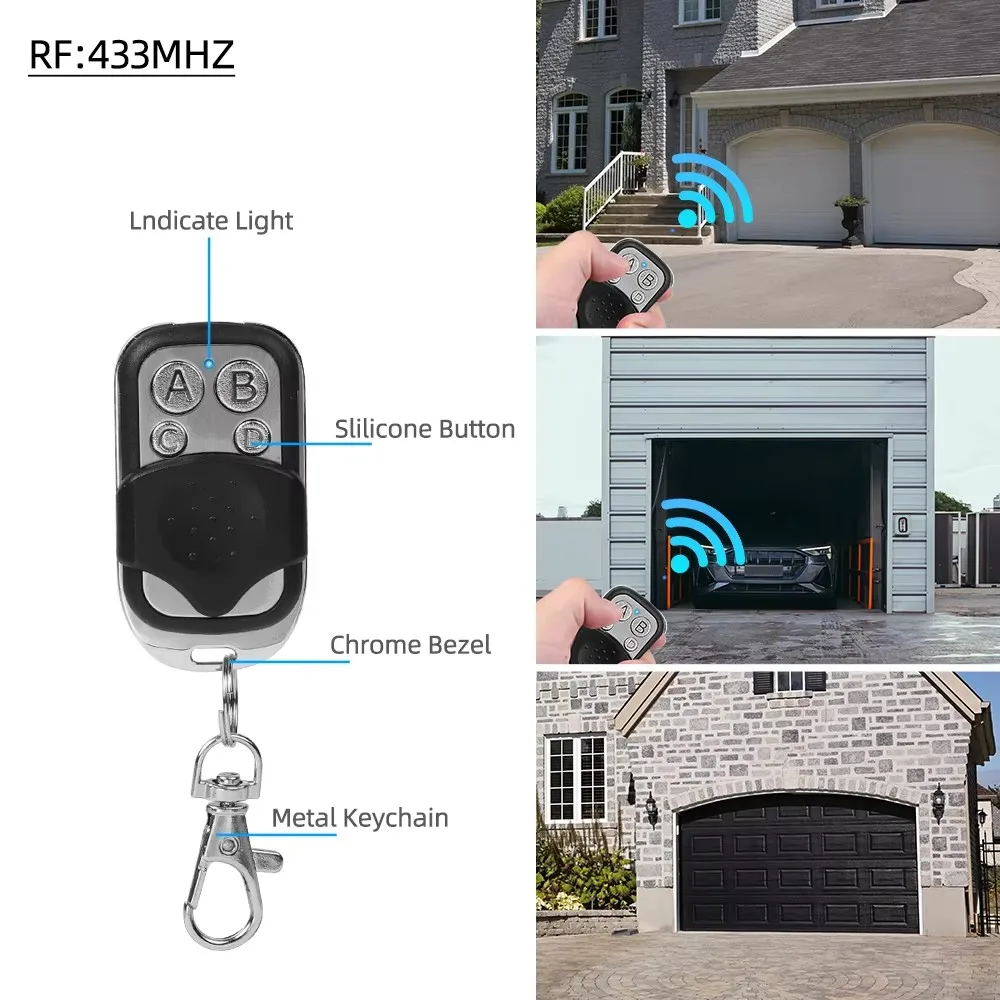 433MHZ 원격 제어 4 버튼 원격 컨트롤러 복사기 범용 차고 문 오프너 복제 롤링 코드 게이트 차고 문