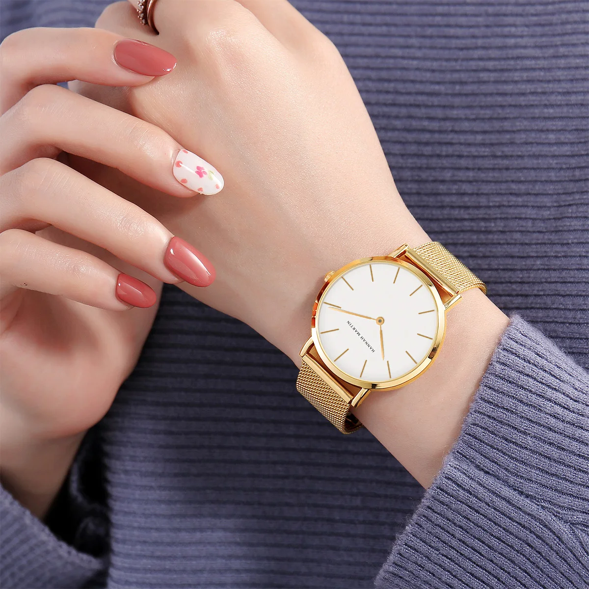 한나 마틴 브랜드 품질 스테인레스 스틸 일본 석영 운동 방수 여성 36mm 전체 로즈 골드 숙녀 Dropshipping 시계