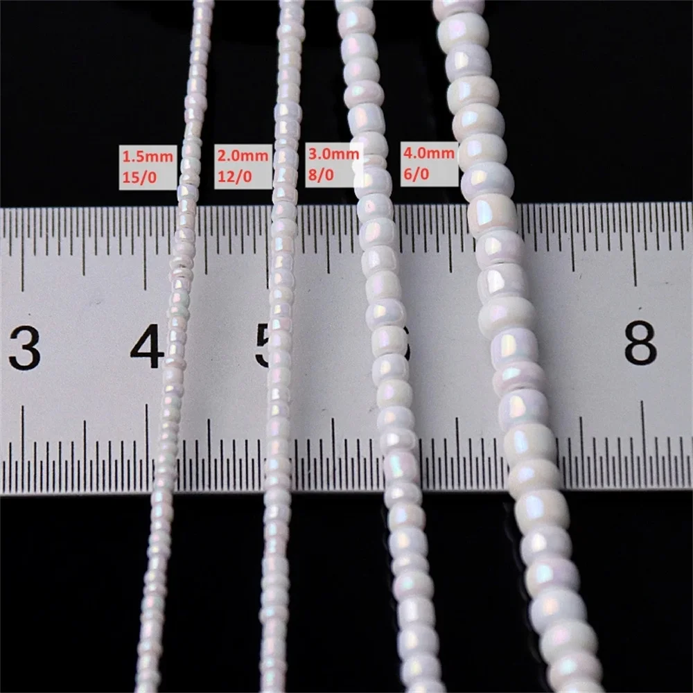 화이트 시리즈 체코 유리 Seedbeads 멀티 크기 1.5mm 2mm 3mm 4mm 라운드 스페이서 비즈 DIY 쥬얼리 의류 액세서리 만들기