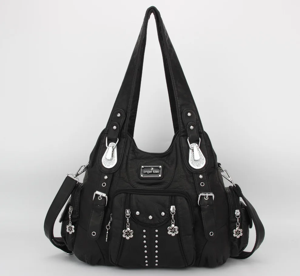 Angelkiss 가방 여성 패션 핸드백 여성 숄더 가방 PU 가죽 핸드백 여성 Satchel 큰 어깨 지갑 가방 bolsa feminina