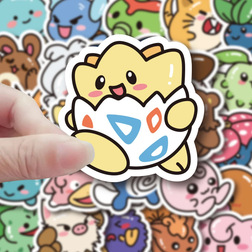 10/30/50pcs 귀여운 포켓몬 애니메이션 스티커 Kawaii Pikachu Bulbasaur 만화 스티커 DIY 스케이트 보드 전화 자동차 데칼 재미 아이 장난감