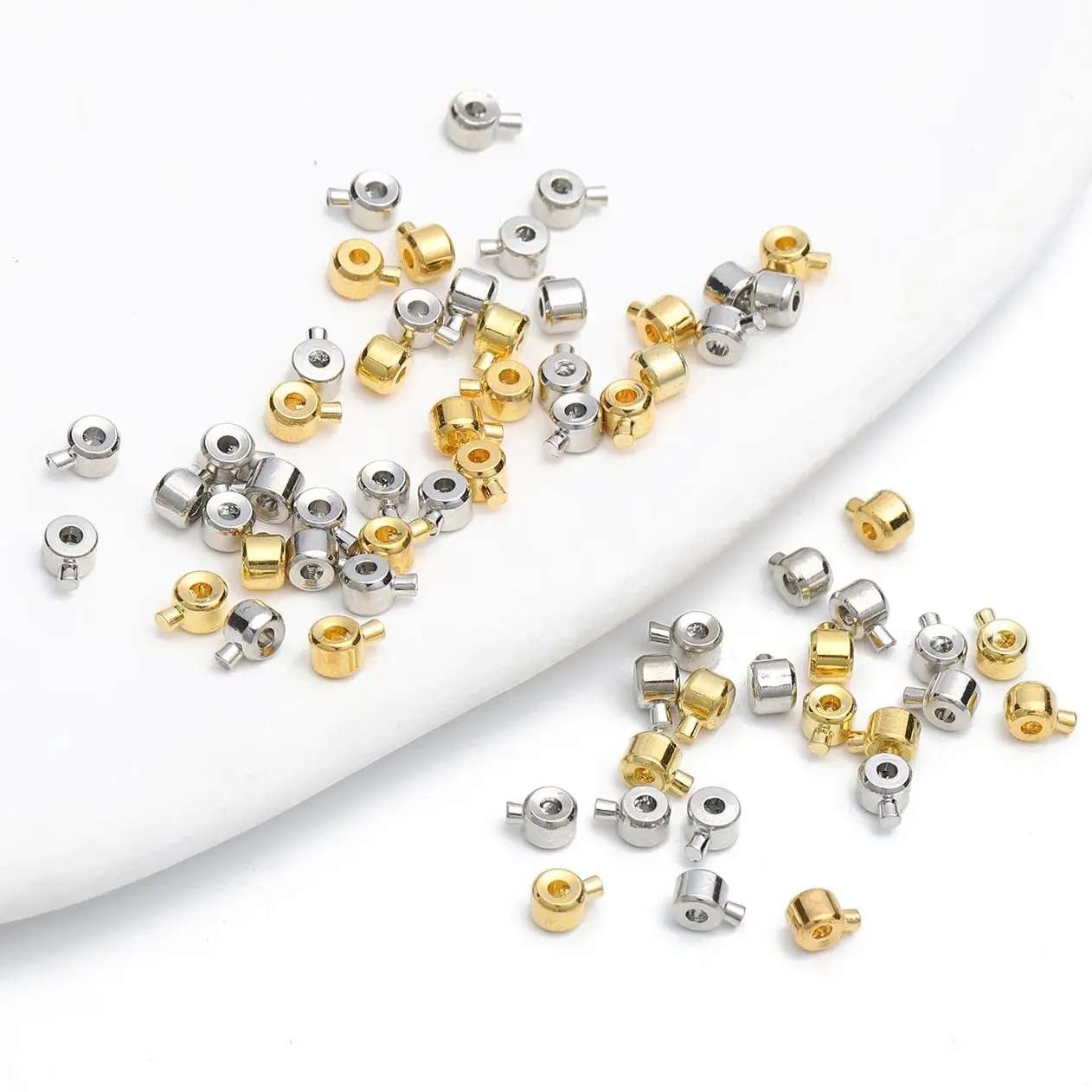 10Pcs 스테인레스 스틸 포지셔닝 스토퍼 스페이서 쥬얼리에 대 한 크림프 엔드 Septum 비즈 DIY 목걸이 팔찌 커넥터 만들기