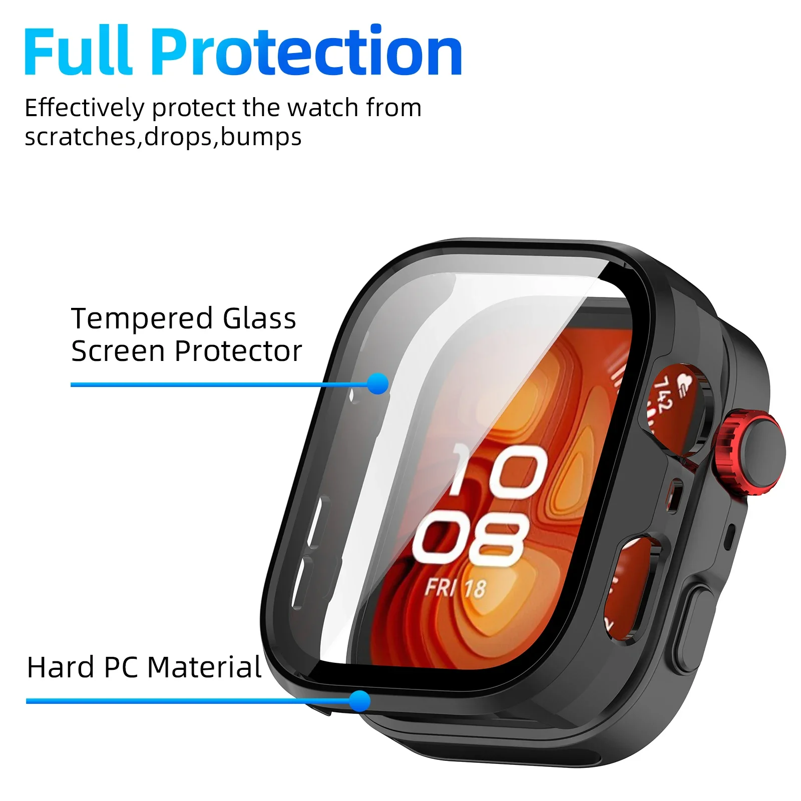 Huawei Watch Fit 4/4 Pro용 유리 + 케이스 Huawei Fit4 액세서리용 강화 유리 화면 보호기 및 하드 PC 보호 범퍼