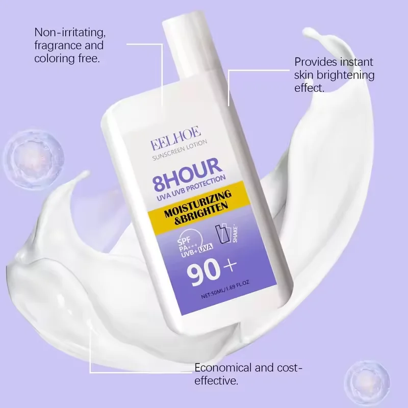 SPF 50+ 썬스크린 로션 크림 오래 지속되는 자외선 차단 경량 기름지지 않는 썬 블록 햇볕에 탐 방지 페이스 바디 스킨 케어